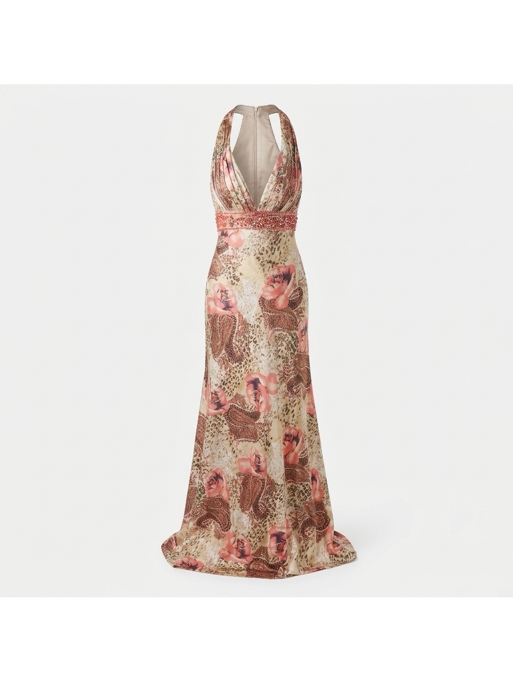 Glam Girls Floral Beaded Plunge Gown